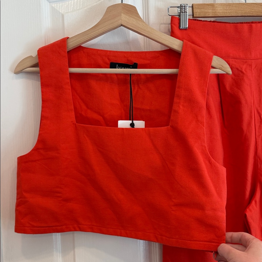 Kourt Sabal set NWT Square neck boxy top and pants linen blend - Picture 6 of 15